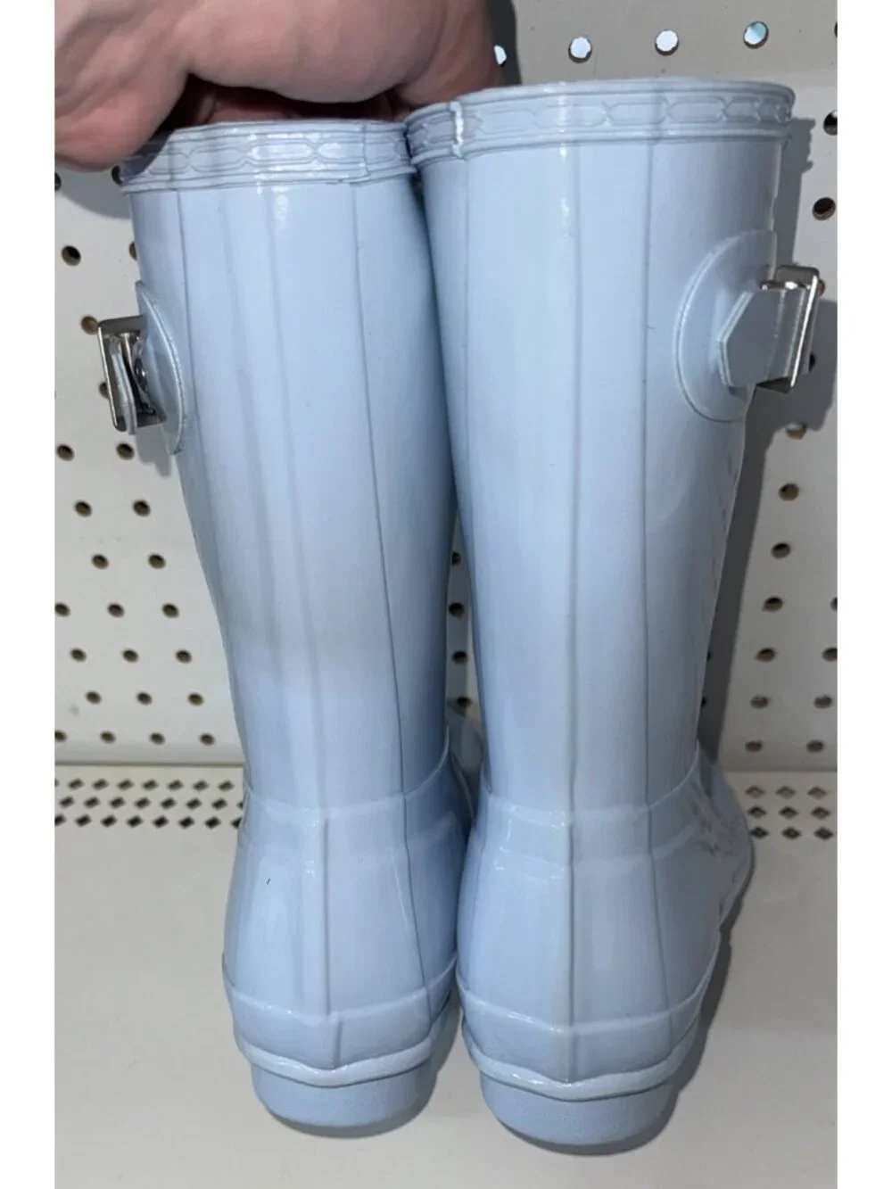 Hunter Original Short Gloss Womens Rubber Rain Boots Size 6 Pale Blue